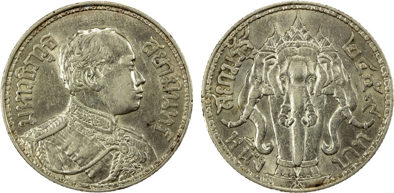 THAILAND: Rama VI, 1910-1925, AR baht, BE2459, Y-45, AU, ex Joe Sedillot Collect...