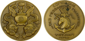 VIET NAM: AE medal (107.9g), 1952, Ruedas-110 (Marine-Navires), 59mm bronze medal for the Compagnie des Messageries Maritimes by R. Tschudin, crowned ...
