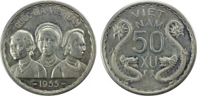 VIET NAM: (SOUTH), 50 xu, 1953, KM-PE3, piefort with essai of KM-3, lightly cleaned, mintage of only 104 pieces, AU (Specimen), R, ex Howard A. Daniel...