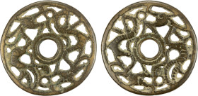 CHINA: AE charm (43.61g), Semans---, Ramsden---, 55mm openwork animal type, two dragons, head to tail, VF, ex Jürgen M. Wilmes Collection. "Open-work"...