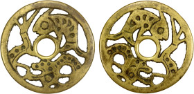 CHINA: AE charm (29.42g), Semans-156, Yu Liuliang-99, Liu Chunsheng page 52, 60mm openwork animal type, dragon and fish, Fine, R, ex Jürgen M. Wilmes ...