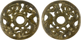 CHINA: AE charm (20.35g), Semans-217 var., Mansdel-5.2 var., 48mm openwork animal type, two birds head to tail with flowers, Fine, ex Jürgen M. Wilmes...