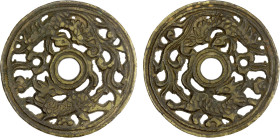 CHINA: AE charm (43.41g), Semans-234h, 61mm openwork animal type, phoenix and Chinese unicorn (qilin), head to tail, VF-EF, ex Jürgen M. Wilmes Collec...