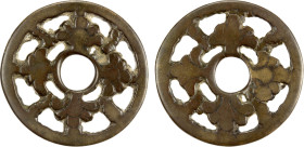 CHINA: AE charm (8.64g), Semans-444 var., 35mm openwork flower type, Peony blossoms, Fine, ex Jürgen M. Wilmes Collection. "Open-work" charms are one ...
