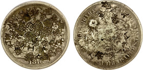 CHINESE CHOPMARKS: UNITED STATES: AR trade dollar, 1876, KM-108, many large Chinese merchant chopmarks on obverse and reverse, such that the obverse i...