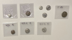 SELEUKID KINGDOM: LOT of 9 early coins, including Seleukos I: AE unit, SC-269.1, forepart of horse; Antiochos I: 4 AR drachms (one Alexandrine type, t...
