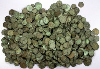 ROMAN EMPIRE: LOT of about 900 small bronzes, all ca. late 4th to 5th centuries, mostly Imperial issues (average weight about 1.5g and smaller than 15...