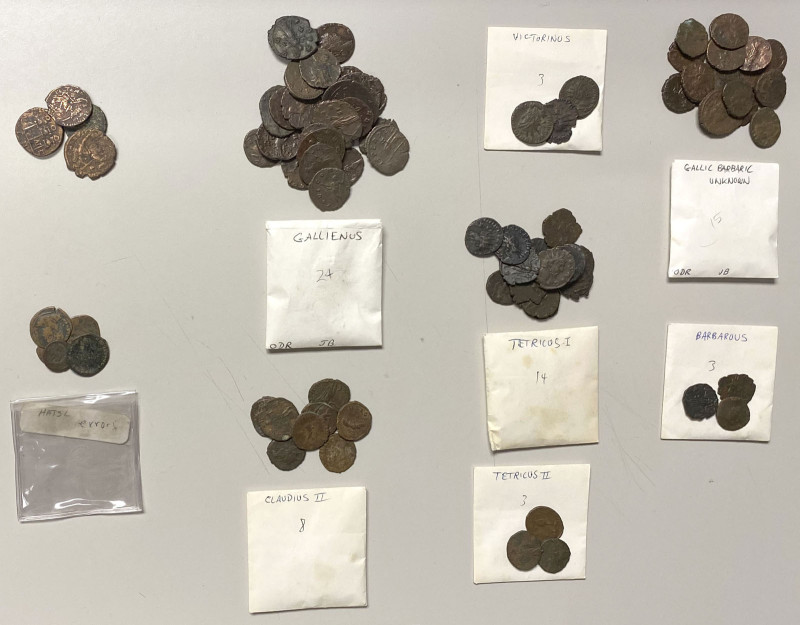 ROMAN EMPIRE: LOT of 79 bronzes, mostly mid-3rd century radiates, including 24 o...
