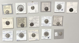 ROMAN EMPIRE: LOT of 16 early AR denarii, including Vitellius (G-VG), Vespasian (3 pcs), Nerva, Trajan (3), Hadrian, Antoninus Pius (2), Faustina Sr (...