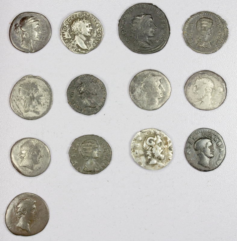 ROMAN EMPIRE: LOT of 13 silver coins, all denarii unless otherwise noted, includ...