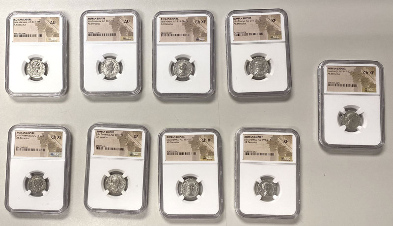 ROMAN EMPIRE: LOT of 9 NGC-certified AR denarii, all from female rulers, includi...