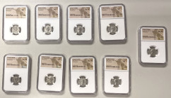 ROMAN EMPIRE: LOT of 9 NGC-certified AR denarii, all from female rulers, including Faustina Jr (1 pc: Ch XF), Julia Domna (2: Ch XF, XF), Julia Soaemi...