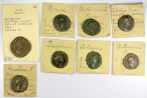 ROMAN EMPIRE: LOT of 8 bronzes, all AE as unless indicated, including Nerva, Trajan, Aelius (Spes, smoothing scratches), Antoninus Pius (3 pcs, includ...
