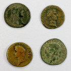 ROMAN EMPIRE: LOT of 4 bronzes, including Divus Augustus dupondius (RIC-79 Tiberius, Fine), Claudius as (RIC-113, VF, moderate encrustation), Domitian...
