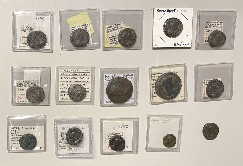 ROMAN PROVINCIAL: EGYPT: LOT of 15 coins of Alexandria, all BI/AE tetradrachms u...