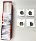 BYZANTINE EMPIRE: LOT of 39 BI aspron trachy, from the reigns of Isaac II and Alexius III, most attributed with SB number on the paper flips; average ...