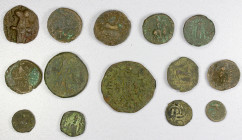 ANCIENT: LOT of 14 copper coins, includes Indo-Scythian, Kushan, Parthian, Indo-Greek, various types and sizes, mostly poor quality in G-VG condition,...