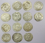 SASANIAN KINGDOM: Hormizd IV, 579-590, LOT of 14 silver drachms, standard type, including the mints ART, BYSh, DL, GW, NY, WH, WYH, WYHC, and YZ; all ...