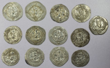 SASANIAN KINGDOM: Hormizd IV, 579-590, LOT of 13 silver drachms, average VF condition, a few better, all with decent portraits; including 12 of Hormiz...