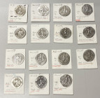 SASANIAN KINGDOM: LOT of 15 better mint silver drachms, Khusro I: (531-579) APL year 30; ALM 37 and two examples of ALM 38 (ALM is usually considered ...