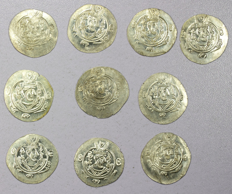 TABARISTAN: Jarir, 786-787, LOT of 10 silver half drachms, including type A-63, ...