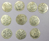 TABARISTAN: Jarir, 786-787, LOT of 10 silver half drachms, including type A-63, Jarir's name in Arabic to right of the bust (3 pcs), and A-64, his nam...