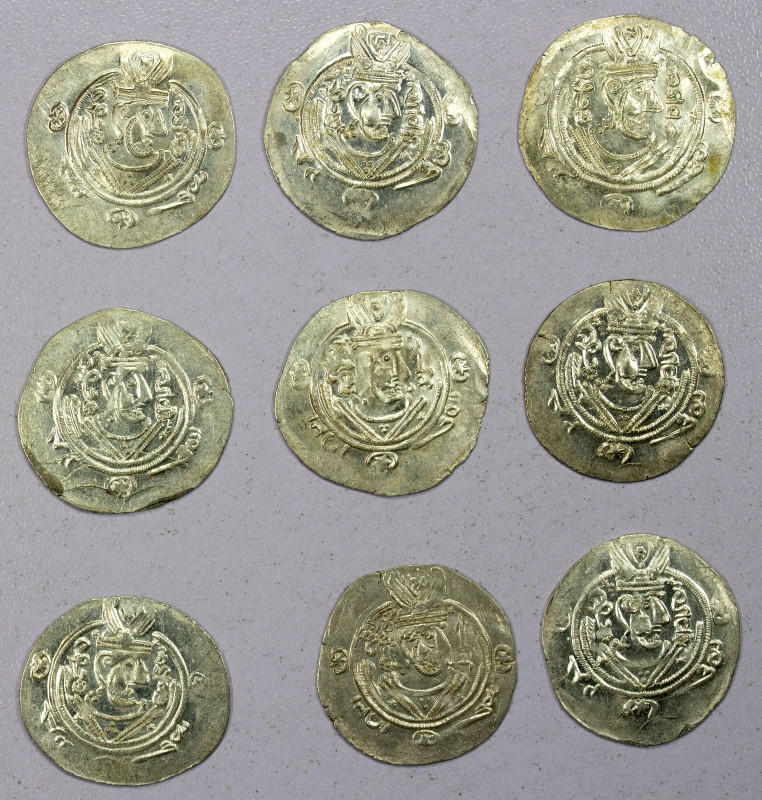 TABARISTAN: Jarir, 786-787, LOT of 9 silver half drachms, including type A-63, J...
