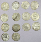 IDRISID: Idris I, 789-791, LOT of 14 silver dirhams, type A-419; most showing the full ruler's name in the reverse margin, with the name 'Ali below th...