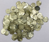 SA'DIAN SHARIFS: LOT of 111 silver dirhams, mostly type A-557 of Abu Muhammad 'Abd Allah (AH 965-981) with a few showing the mint name, mostly Fes, a ...