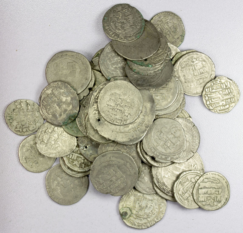 GHAZNAVID: LOT of 63 silver dirhams, common types only, mostly the standard yami...