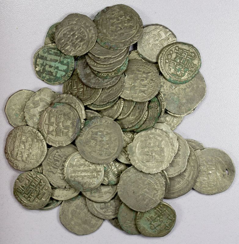 GHAZNAVID: LOT of 63 silver dirhams, common types only, mostly the standard yami...