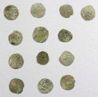 SHAHS OF BADAKHSHAN: LOT of 13 silver dangis, anonymous dangis of the period 1330s-1370s, some with mint names Badakhshan or Khwast, with and without ...