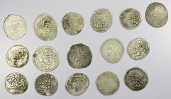 TIMURID: Timur, 1370-1405, LOT of 16 full tankas, including 1 example citing the nominal overlord Suyurghatmish, type A-2374 (no mint as usual, nice s...