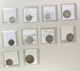 SAFAVID: LOT of 10 silver coins, Safavid: Muhammad Khudabanda: (1 pc) 2 shahi, Urdubad ND; 'Abbas I: (2) 2 shahi, Dezful ND and Huwayza ND; Sulayman I...