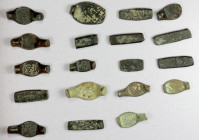 CENTRAL ASIA: LOT of 19 copper coins, type A-3286, including 11 bar-shaped pieces (also called wire money), including one showing the mint name Balkh ...
