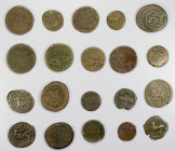 CIVIC COPPER: LOT of 20 copper fulus, With mint name: including Abarshahr AH1270, Astarabad ND, Burujird ND, Isfahan 1293, Kirmanshahan, Rasht, Sa'ujb...