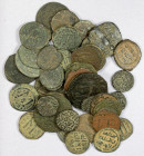 MEDIEVAL ISLAMIC: LOT of 47 copper coins, including Umayyad, Arab-Byzantine, Abbasid, Mamluk, Ghaznavid, Artuqid, Zangid, and Delhi Sultanate; mostly ...