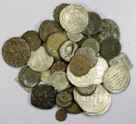 MEDIEVAL ISLAMIC: LOT of 19 silver and 22 copper coins, silver including 4 Umayyad, 6 Abbasid, 2 Almohad square common dirhams, mostly very common cop...