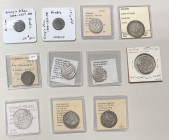 MEDIEVAL ISLAMIC: LOT of 9 silver and 2 copper coins, Silver: Tabaristan, hemidrachm (2 pcs, one each of Farkhan and 'Umar, both VF-EF and common); Um...