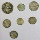 MEDIEVAL ISLAMIC: LOT of 7 silvers, including Hotaki: 5 shahi Isfahan AH1135 A-2715 (rare, VF, ex-mount); Rum Seljuq: muled AR dirham of Kayka'us II, ...