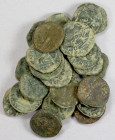 KUSHAN: LOT of 24 copper coins, all of Gondophares, ca. 40-5 BC, the standard bust right // Nike standing; average VG grade, a couple slightly better ...