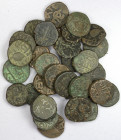 SIKH EMPIRE: LOT of 31 copper paise, mint of Amritsar, common type KM-7.1 (Herrli-34), basic type with only the leaf in the obverse center; probably 1...