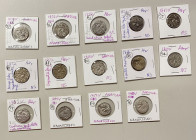 SIKH EMPIRE: LOT of 14 silver rupees, Amritsar Mint, type KM-20.1 (Herrli-01.07.04), nanakshahi rupee: VS1867 (6 pcs), 1868 (2), 1872 (3), and 1873 (3...