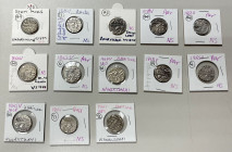 SIKH EMPIRE: LOT of 13 silver rupees, Amritsar Mint, type KM-20.1 (Herrli-01.07.04), nanakshahi rupee: VS1858 (3 pcs), 1860, 1863, 1864, 1865 (3), and...
