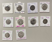 SIKH EMPIRE: LOT of 10 silver rupees, Amritsar Mint, type KM-20.1 (Herrli-01.07.04), nanakshahi rupee: VS1879, 1880 (2 pcs), 1881, 1883 (2), 1884 (3),...