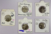SIKH EMPIRE: LOT of 5 scarce silver rupees, Amritsar Mint: type KM-A20.1 (Herrli-01.03.04), VS1836 (VF, 1 testmark); KM-A20.4 (01.05.04), VS1845 (VF, ...