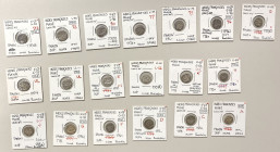 FRENCH INDIA: MAHÉ: LOT of 19 silver fanons, including KM-66 (2 pcs, both dated 173x), and KM-67 (17 pcs, including 1744, 1754, 1755, 1767, 1768, 1776...