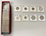 INDIA: LOT of 63 coins, made up of exclusively silver coinage from the East India Company through independence, along with rupees from Alwar, Mewar, H...
