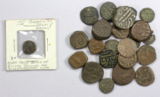 INDIA, etc.: LOT of 23 copper coins, including Tomares of Delhi, Delhi Sultanate, Gujarat Sultanate, Hyderabad, Jodhpur, Kashmir, and Shorapur; also I...