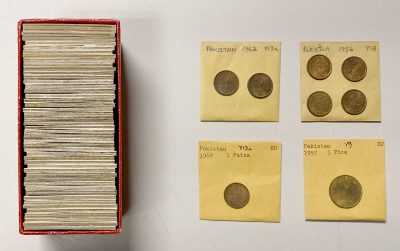 INDIA & PAKISTAN: LOT of 51 coins, group includes Portuguese India ¼ tanga (1 pc...